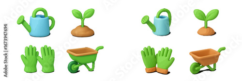 Gardening tools and plants vector illustration for outdoor activities