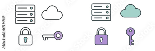 Cloud storage and security symbols for data protection
