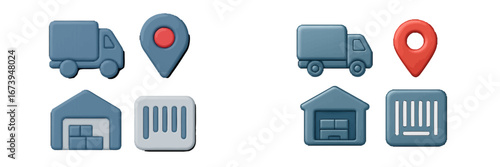 Vector illustration of logistics and warehouse symbols in flat design