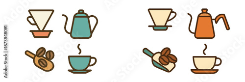 Creative vector illustration of coffee brewing tools and utensils