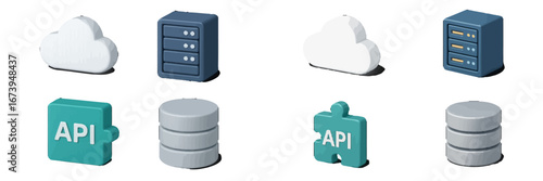 Vector illustration of cloud computing and API elements in flat design
