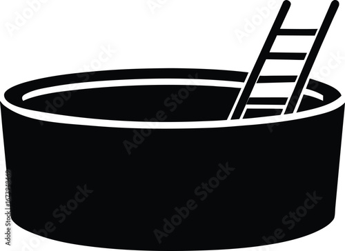 a hot tub with ladder silhouette vector