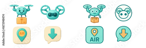 Vector illustration of playful drones for delivery services