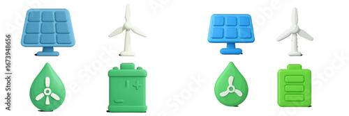 Vector illustration of renewable energy icons for clean technology