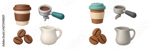 Coffee brewing essentials in vector style for microstock use