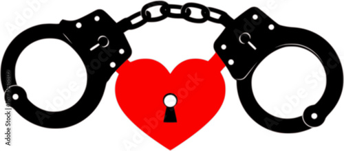 Heart's Lock: A symbol of love and commitment depicted in an artistic illustration of handcuffs, with hearts replacing the standard design.
