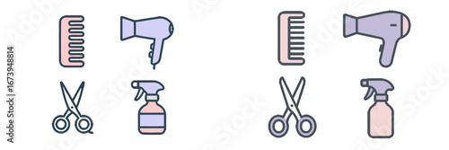 Vector illustration of hair salon tools and accessories for beauty