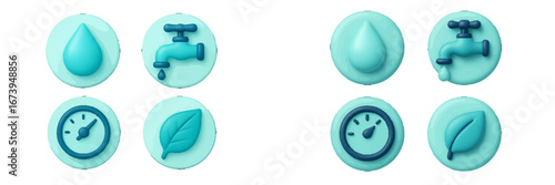 Vector illustration of water-themed icons for eco-friendly design