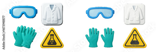 Safety gear and laboratory equipment elements for educational use