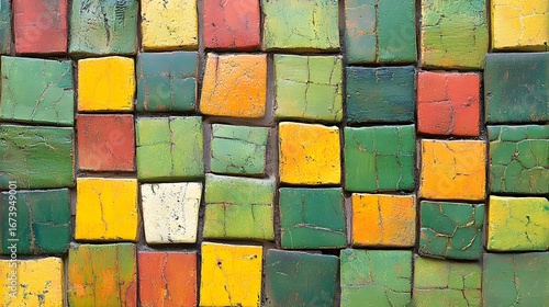 Abstract Colorful Square Tile Mosaic Pattern Background Texture