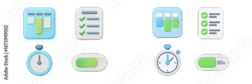 Vector icons for digital progress and task management