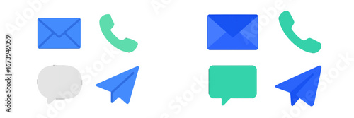 Vector illustration of communication icons in blue and green colors