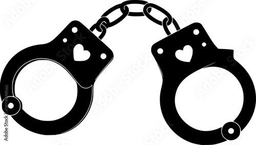 Heart's Lock: A symbol of love and commitment depicted in an artistic illustration of handcuffs, with hearts replacing the standard design.
