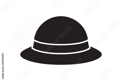 Silhouette Icon of a Pith Hat or Safari Helmet for Adventure and Travel Designs