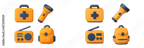 Vector illustration of essential camping gear with bright colors