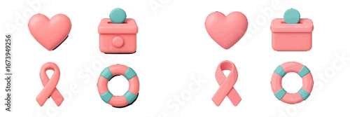 Colorful vector health and wellness icons in soft shapes