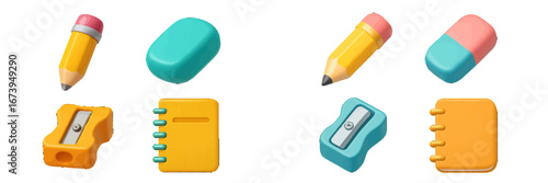 Colorful vector of school stationery supplies