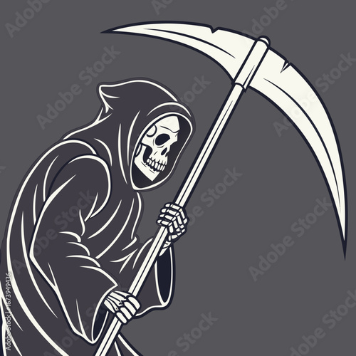 Grim reaper with scythe illustration