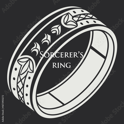 Ornate sorcerer s ring with mystical symbols