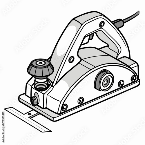 Illustration of an electric planer, a woodworking tool used for smoothing and shaping wood