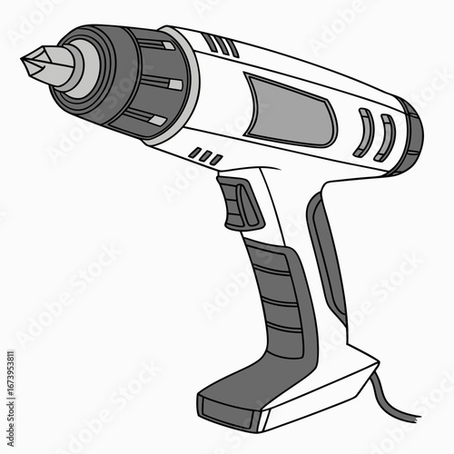 Vector art of cordless drill, a versatile tool for various construction and repair tasks in home improvement projects
