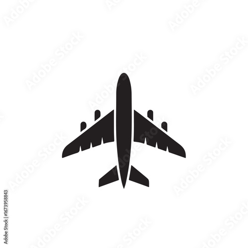 Black Silhouette of a Passenger Airplane from Above
