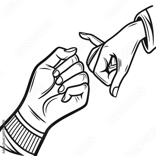 Vector art of two hands playing a game of chance, creating a sense of anticipation