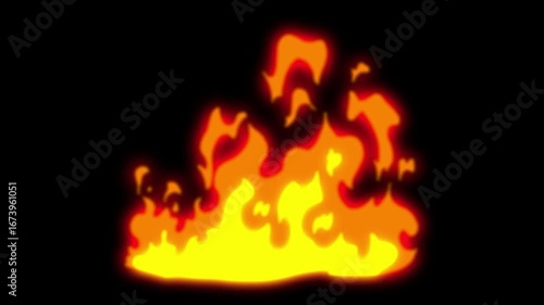 Animated fire burst effect, perfect for adding visual flair to your projects, with bright, intense flames ideal for gaming or motion graphics