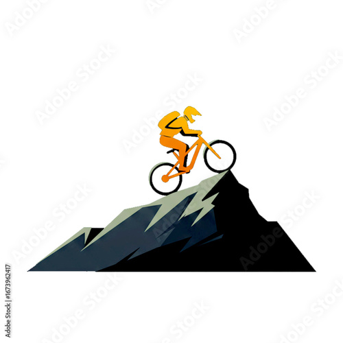 This artwork captures the spirit of downhill biking, symbolizing adrenaline, power, and the excitement of conquering steep descents.