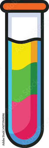Colorful layered liquid test tube vector illustration scalable science experiment graphic