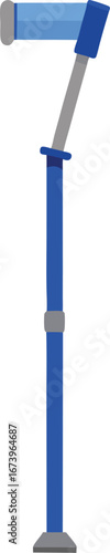 Vector illustration of a metallic blue crutch for mobility support and rehabilitation needs