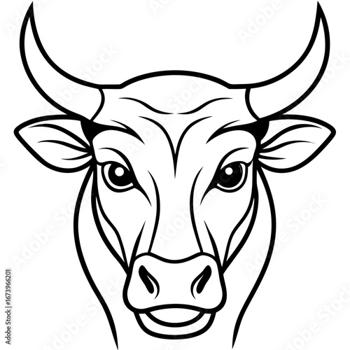 Minimalist Bull Head Vector Illustration