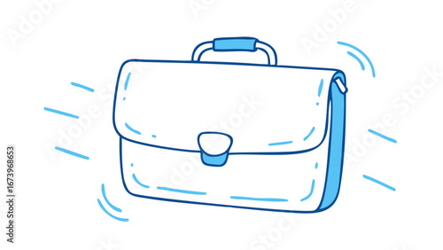 Blue briefcase doodle with motion lines business travel