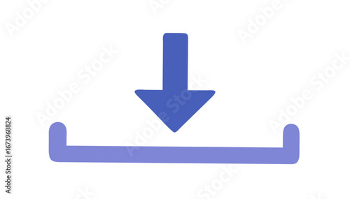Blue download arrow on white background symbol graphic