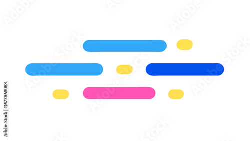 Blue yellow and pink rounded shapes abstract background