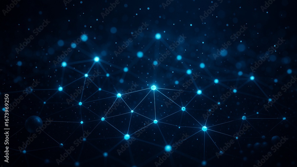 Fototapeta premium Artificial Intelligence Neural Network with Glowing Connections