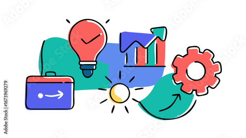 Business growth concept with lightbulb and gear idea