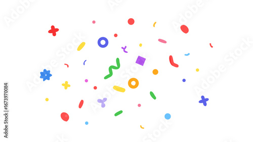 Colorful abstract shapes scattered playful