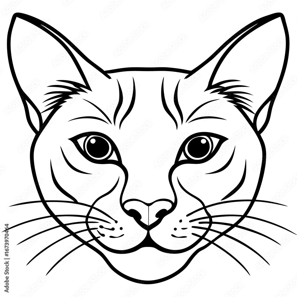 Obraz premium Minimalist Cat Head Vector Illustration