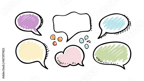 Colorful Hand Drawn Speech Bubbles comic communication
