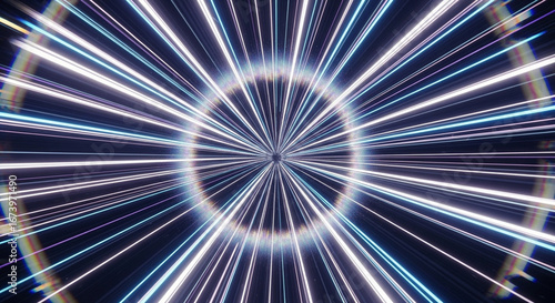 An abstract visual representation of radiant energy emanating from a central point, creating a dynamic and visually captivating display of light and motion.