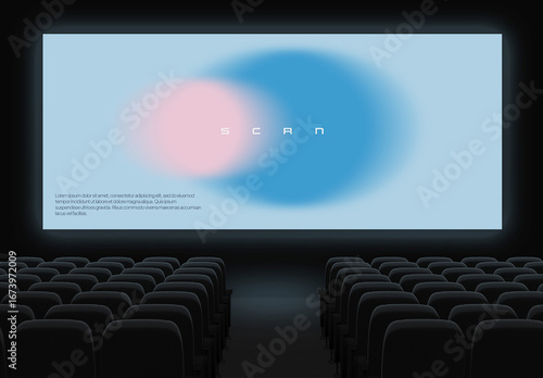 Large Cinema Theatre Auditorium Screen Mockup