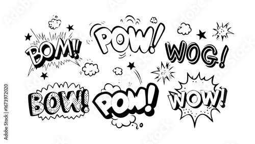 Comic Book Sound Effects and Action Lines explosion