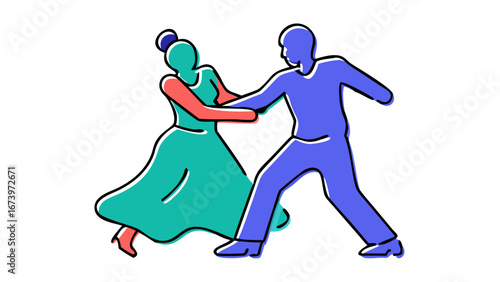 Couple dancing elegantly movement people