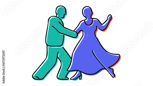 Couple dancing elegantly ballroom movement