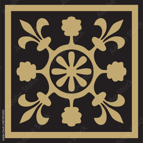 Vector gold and black ancient Roman ornament elements. Classic European parts of patterns. Lili and Krovns
