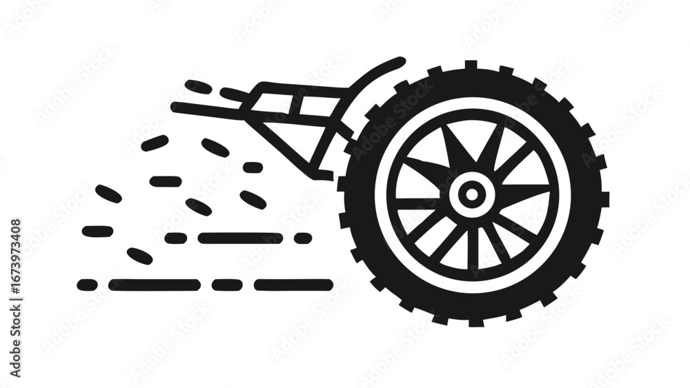 Fototapeta premium Dirt Bike Wheel Mud Splatter Motion tire tread