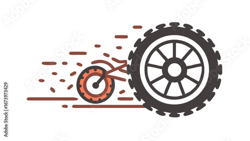 Dirt bike wheel with motion tire tread