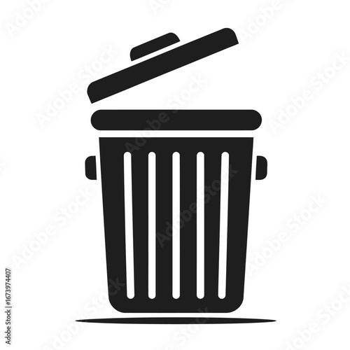Trash Can Silhouette Illustration - Minimalist Waste Disposal Bin for Recycling & Cleanup Concepts