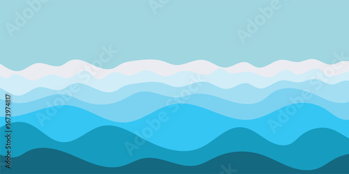 Ocean Waves Illustration: A calming visual representation of ocean waves in varying shades of blue, creating a sense of peace and tranquility. 